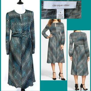 Classiques Entier Silk Grapphic Print Career Business Party Dress Sz 8